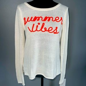 Marled “Summer Vibes” Pullover Sweater Top - Womens  Small Cream Orange